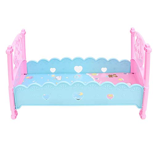 Hztyyier Simulación del bebé Cama de Muñeca De Plástico Mini Cunas Encantadoras Muebles Niño Juego Casa Juguetes Accesorios