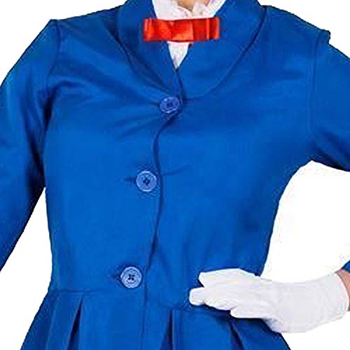 I LOVE FANCY DRESS LTD Disfraz DE NIÑERA Victoriana para Mujer + BOMBÍN TV PELÍCULA Personaje Libro Semana Chaqueta Azul con Cuello Blanco Adjunto Y Pajarita ROJA Y Falda Larga Azul (X-PEQUEÑA)