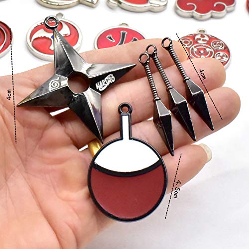 I3C Anime Cosplay Akatsuki llaveros Colgantes de 26 Piezas, Banda Konoha para la Cabeza, Juego de Accesorios Shippuden de 27 Piezas Unisex para Hombres y Mujeres