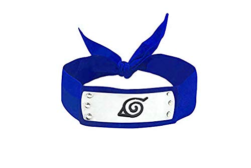 I3C Anime Cosplay Banda Naurto con Símbolo Konoha, Diadema Atlética Ajustable y Resistente a la Humedad, Diadema Deportiva Azul Uniesex para hombre y mujer