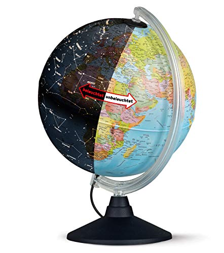 Idena 10411 Forma de Globo Terráqueo con politischem tarjeta de y estrella imágenes, aprox. 25 cm de diámetro, multicolor , color/modelo surtido