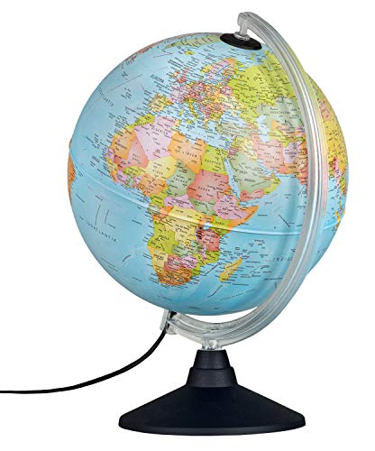 Idena 10411 Forma de Globo Terráqueo con politischem tarjeta de y estrella imágenes, aprox. 25 cm de diámetro, multicolor , color/modelo surtido