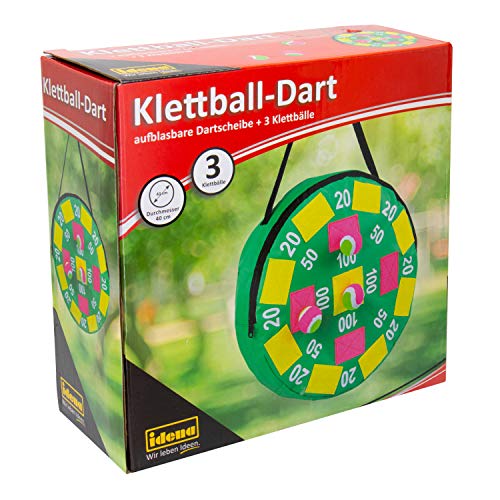 Idena-Juego de Dardos con Diana Hinchable de Tela y 3 Bolas de Velcro, diámetro Aprox. 40 cm, Ideal para Interiores, Exteriores, Vacaciones y Viajes, Color carbón Berlin 40127