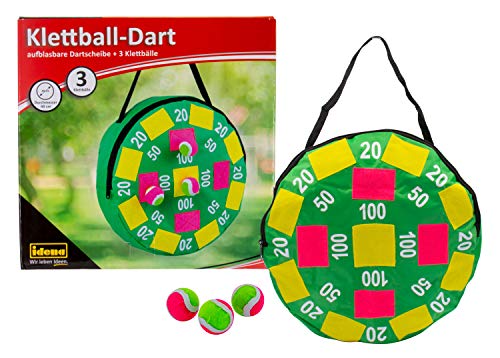 Idena-Juego de Dardos con Diana Hinchable de Tela y 3 Bolas de Velcro, diámetro Aprox. 40 cm, Ideal para Interiores, Exteriores, Vacaciones y Viajes, Color carbón Berlin 40127