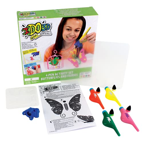 IDO3D ULTRA-IDO3D Ultra-Juego de 4 bolígrafos: Mariposas y Hadas, Multicolor (Flair Leisure Products DD001200)