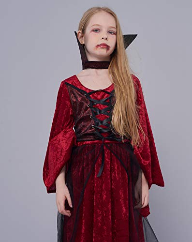 IKALI Disfraz de Vampiro Niña, Niño Vampiresa Gótica Princesa Reina Traje para Halloween Carnaval Parte