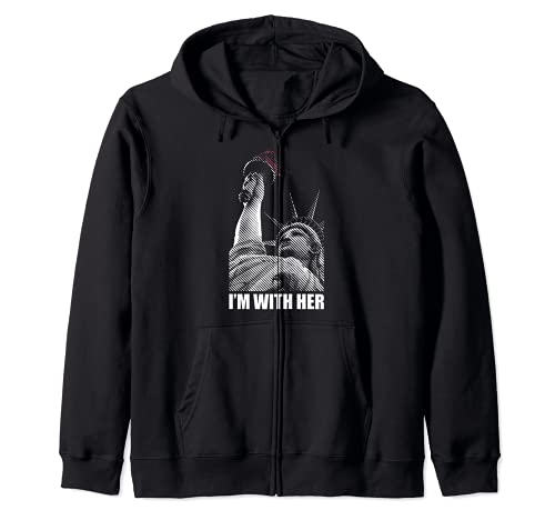 I'M WITH HER STATUE OF LIBERTY Huddled Masses Meme Sudadera con Capucha