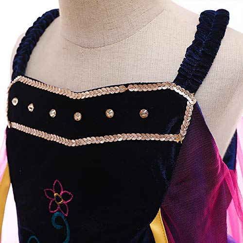 IMEKIS Niñas Anna Frozen Disfraz Princesa Halloween Navidad Carnaval Cosplay Vestirse Elegante Vestido de Cumpleaños con Accesorios Traje de Fiesta