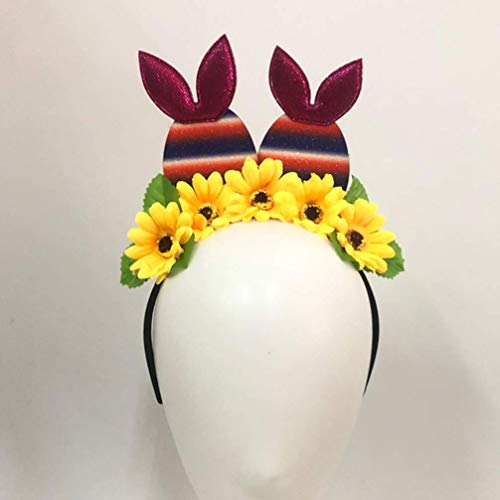 Individualidad 2 unids Huevo de Pascua Conejito Ear Diadema Fieltro Paño Girasol Diadema Pascua Partido Pasado Headwee Headdress Conejo Disfraz de Conejo Accesorio Partido Favor de Regalo Colorido Mue