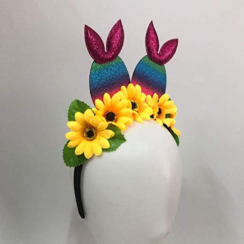 Individualidad 2 unids Huevo de Pascua Conejito Ear Diadema Fieltro Paño Girasol Diadema Pascua Partido Pasado Headwee Headdress Conejo Disfraz de Conejo Accesorio Partido Favor de Regalo Colorido Mue