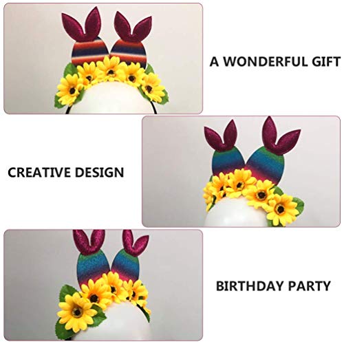 Individualidad 2 unids Huevo de Pascua Conejito Ear Diadema Fieltro Paño Girasol Diadema Pascua Partido Pasado Headwee Headdress Conejo Disfraz de Conejo Accesorio Partido Favor de Regalo Colorido Mue