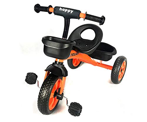 Infantil 3 Ruedas Pedal Trike - en Naranja - con Frontal y Trasero Cesta - para Edades 3-5 Años