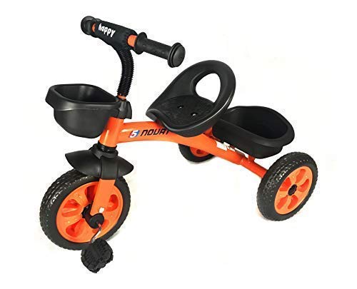 Infantil 3 Ruedas Pedal Trike - en Naranja - con Frontal y Trasero Cesta - para Edades 3-5 Años