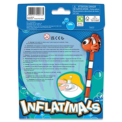 Inflatimals Animales inflables - Pez Payaso de Deluxebase. Juguete Inflable Gigante con diseño de Animal Marino. Excelente Regalo para niños o como artículo Decorativo en Fiestas Infantiles