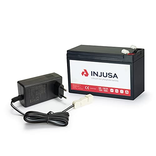 INJUSA - Batería de Litio y Cargador de 12V con Autonomía de 2 h 35 min y Tiempo de Carga de 3 h 45 min Compatible con Productos 12V