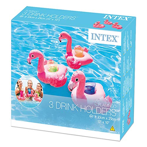 Intex-57500NP Set 3 posavasos hinchables diseño de flamenco, multicolor, 1.Mini (57500)