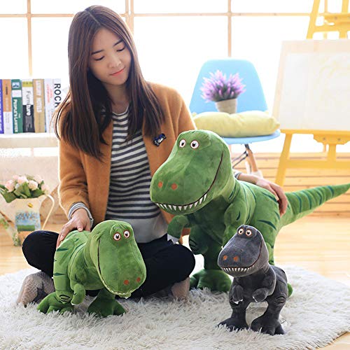 ISAKEN Linda muñeca de Peluche de Dinosaurio Relleno, Juguetes de Peluche Simulación de Tyrannosaurus, Regalos de Cumpleaños para Niños y Adulto, Verde 40cm