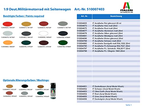 Italeri 7403 – 1: 9 "Deut Militar Motocicleta con Aspecto Carro