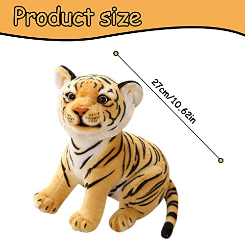 IUTOYYE 27CM Tigre Peluches Tigres Realistas Peluches Animales de la Selva Simulación Peluches Juguetes para Abrazar para Niños Niñas Navidad Año Nuevo (Amarillo)