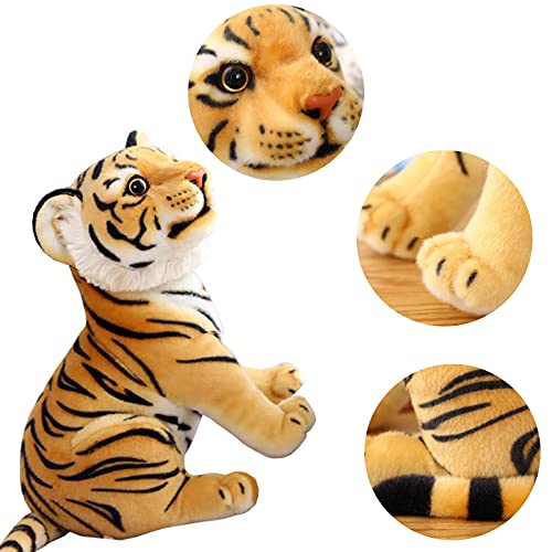 IUTOYYE 27CM Tigre Peluches Tigres Realistas Peluches Animales de la Selva Simulación Peluches Juguetes para Abrazar para Niños Niñas Navidad Año Nuevo (Amarillo)