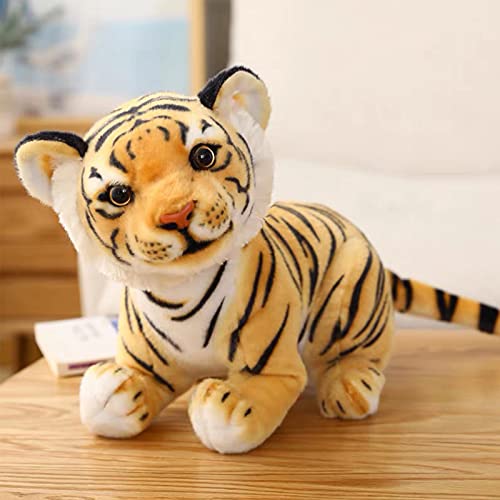 IUTOYYE 27CM Tigre Peluches Tigres Realistas Peluches Animales de la Selva Simulación Peluches Juguetes para Abrazar para Niños Niñas Navidad Año Nuevo (Amarillo)