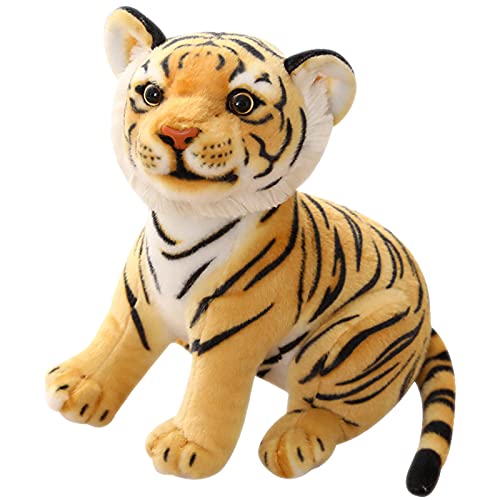 IUTOYYE 27CM Tigre Peluches Tigres Realistas Peluches Animales de la Selva Simulación Peluches Juguetes para Abrazar para Niños Niñas Navidad Año Nuevo (Amarillo)