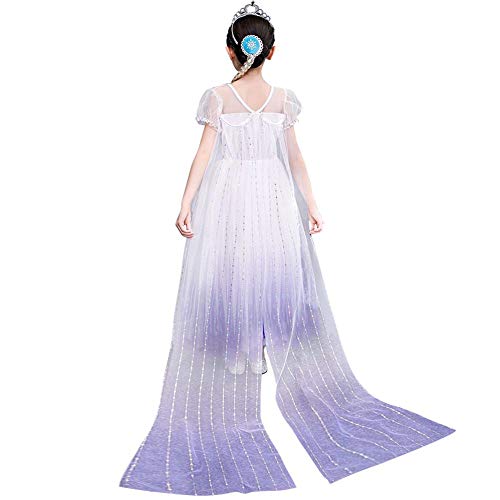 IWEMEK Niñas Disfraz de Princesa Elsa Vestido Snow Ice Queen Reino de Hielo Disfraces de Carnaval Fiesta Halloween Costume Navidad Cumpleaños Traje Ropa C-Morado 4-5 Años