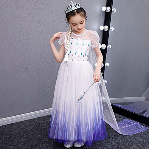 IWEMEK Niñas Disfraz de Princesa Elsa Vestido Snow Ice Queen Reino de Hielo Disfraces de Carnaval Fiesta Halloween Costume Navidad Cumpleaños Traje Ropa C-Morado 4-5 Años