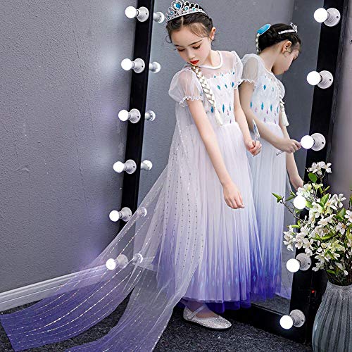 IWEMEK Niñas Disfraz de Princesa Elsa Vestido Snow Ice Queen Reino de Hielo Disfraces de Carnaval Fiesta Halloween Costume Navidad Cumpleaños Traje Ropa C-Morado 4-5 Años