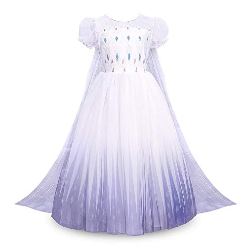 IWEMEK Niñas Disfraz de Princesa Elsa Vestido Snow Ice Queen Reino de Hielo Disfraces de Carnaval Fiesta Halloween Costume Navidad Cumpleaños Traje Ropa C-Morado 4-5 Años