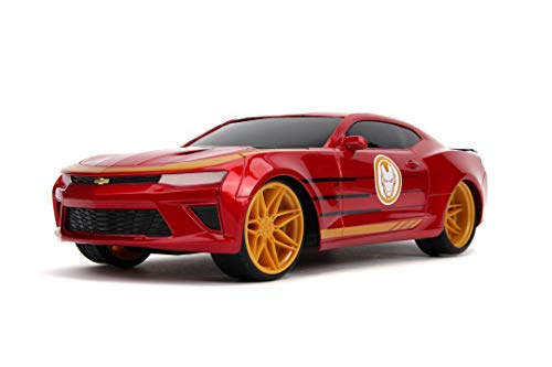 Jada - Marvel Iron Man coche radiocontrol Chevy 2016, escala 1:16, con mando, 2 canales, batería recargable por USB