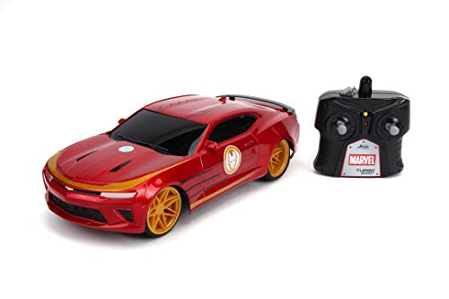 Jada - Marvel Iron Man coche radiocontrol Chevy 2016, escala 1:16, con mando, 2 canales, batería recargable por USB