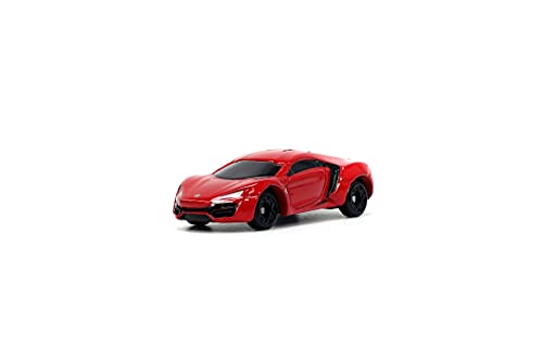 Jada Toys Fast & Furious 253201004 Nano Cars Wave 4 - Pack de 3 carros de Rueda Libre, Lykan Hypersport, Dodge Ice Charger, Toyota Supra, Blanco, Multicolor