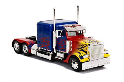 Jada Toys Transformers T1 Optimus Prime - Coche de Juguete (Escala 1:24), Color Azul y Rojo