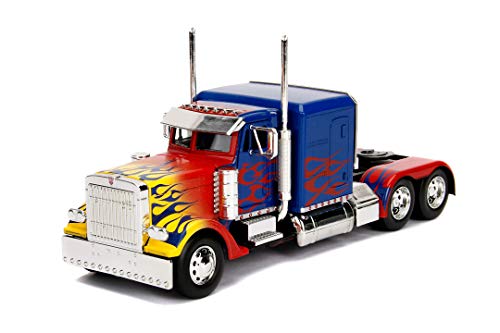 Jada Toys Transformers T1 Optimus Prime - Coche de Juguete (Escala 1:24), Color Azul y Rojo