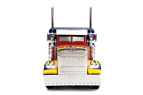 Jada Toys Transformers T1 Optimus Prime - Coche de Juguete (Escala 1:24), Color Azul y Rojo