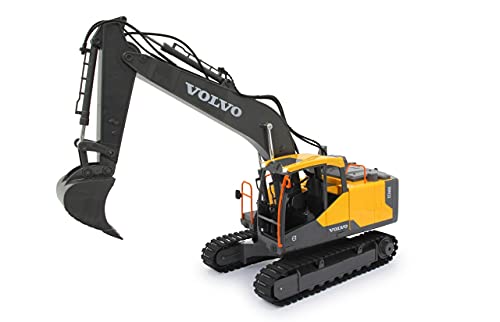 JAMARA 405055 – Excavadora Volvo EC160E 2,4 GHz, Funciones realistas, Cada articulación se Puede controlar Individualmente, Sonidos realistas, Giro de 660°, Modo de Espera automático