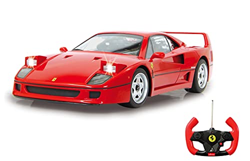 Jamara 405166 - Ferrari F40 1:14 rojo 27Mhz - Licencia oficial, Interiores muy detallados, Activación faros con mando