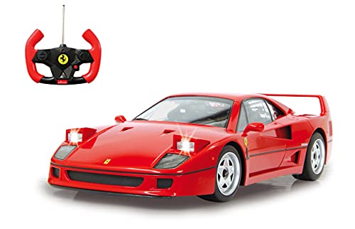 Jamara 405166 - Ferrari F40 1:14 rojo 27Mhz - Licencia oficial, Interiores muy detallados, Activación faros con mando