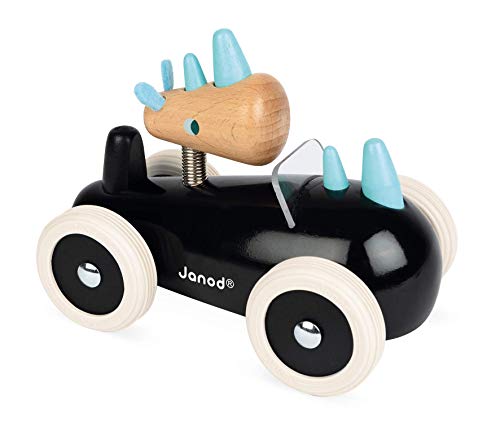 Janod- Rony Coche de Madera Maciza Lacada, Multicolor (Juratoys J04492)