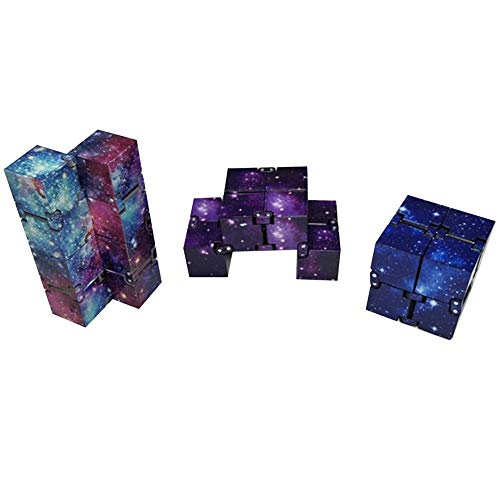 JAWSEU Galaxy Mini Abs Infinity Cube,Infinity Cube Fidget Toy,para Aliviar el Estrés Fidget Cube Juguete para Adultos,Niños,Alivio del Estrés,Juguetes para Matar el Tiempo,Cubo Infinit