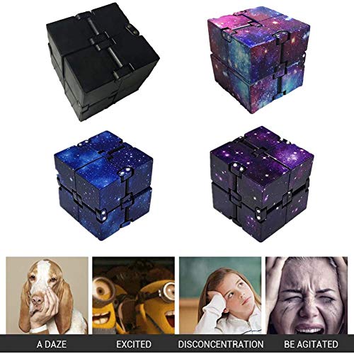 JAWSEU Galaxy Mini Abs Infinity Cube,Infinity Cube Fidget Toy,para Aliviar el Estrés Fidget Cube Juguete para Adultos,Niños,Alivio del Estrés,Juguetes para Matar el Tiempo,Cubo Infinit