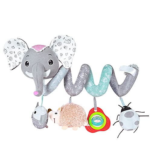 JAWSEUO Cochecito de Bebé Juguetes de Cuna, Cuna en Espiral Cochecitos de Bebé Juguetes, Espiral de Actividad para Juguetes educativos Peluches Juguete de Cuna (Gris)