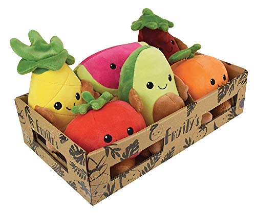 Jemini- FRUITY'S 024144-Caja de 6 Frutas y Verduras de Peluche (+/-17 cm) Suave y mullida para niños, Multicolor (CIJEP 024144)