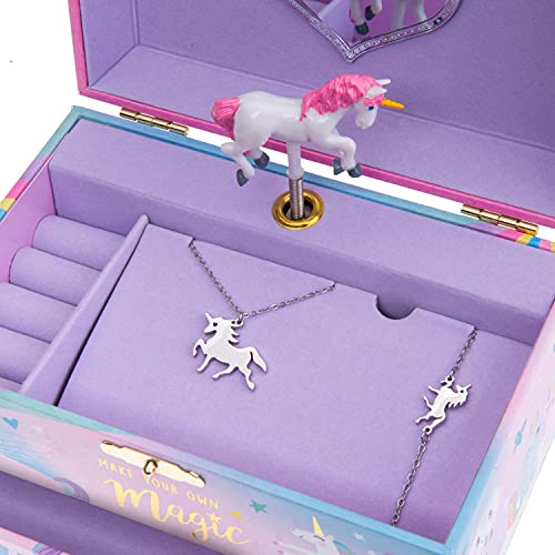 Jewelkeeper - Caja Musical de Unicornio y Juego de Joyas de niñitas - 3 Regalos de Unicornio para niñas