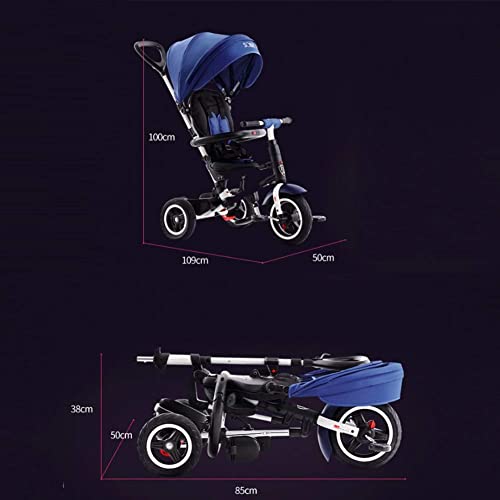 JHDPH3 Tricil Triciclo for niños Plegables Triciclo 4 en 1 Trible 3 Wheel Baby Bike Bike Bike Baby Walker con Mango de Empuje y Puede reclinarse (Color : Purple)