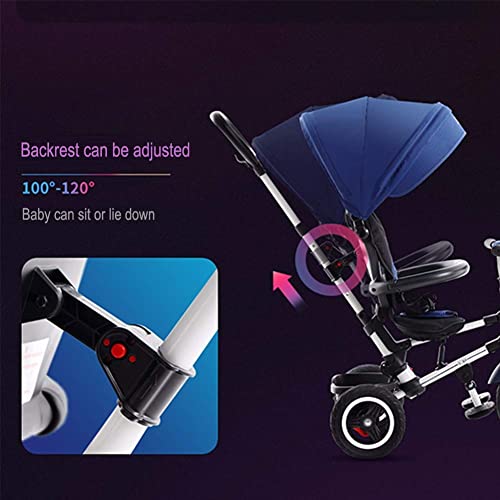 JHDPH3 Tricil Triciclo for niños Plegables Triciclo 4 en 1 Trible 3 Wheel Baby Bike Bike Bike Baby Walker con Mango de Empuje y Puede reclinarse (Color : Purple)