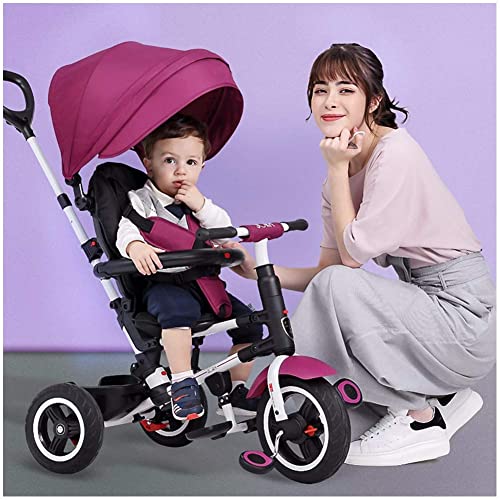 JHDPH3 Tricil Triciclo for niños Plegables Triciclo 4 en 1 Trible 3 Wheel Baby Bike Bike Bike Baby Walker con Mango de Empuje y Puede reclinarse (Color : Purple)