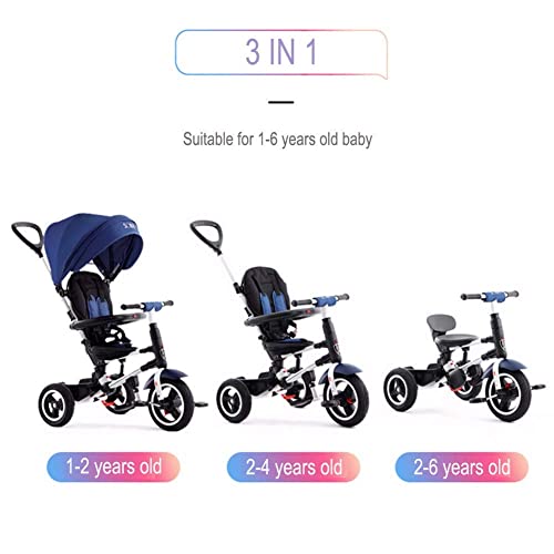 JHDPH3 Tricil Triciclo for niños Plegables Triciclo 4 en 1 Trible 3 Wheel Baby Bike Bike Bike Baby Walker con Mango de Empuje y Puede reclinarse (Color : Purple)