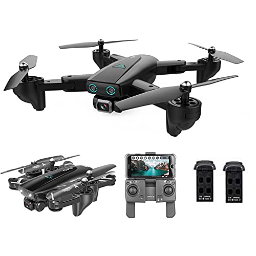 JHGF GPS Drone, 5G WiFi FPV RC Drone con Cámara 4K HD Fotos De Gestos Video, Regreso Automático A Casa, Mantener La Altitud, Sígueme Adultos RC Quadcopter con 2 Baterías